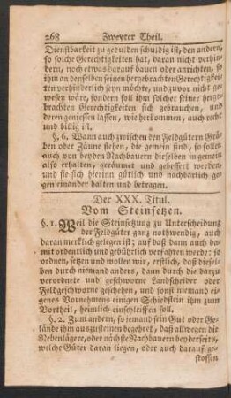Der XXX. Titul. Vom Steinsetzen