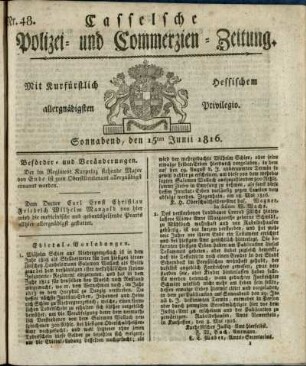 Nr. 48, Sonnabend, den 15ten Junii 1816