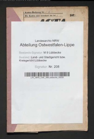 Erblasser: Ahlers, Christian Friedrich; Erblasser: Ahlers, Charlotte, geb. Krieger: