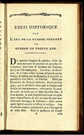 Essai Historique Sur L'Art De La Guerre Pendant La Guerre De Trente Ans.