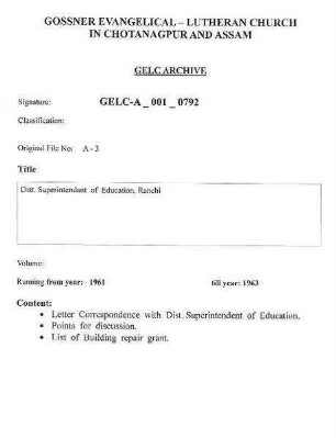 Dist. Superintendant of Education, Ranchi