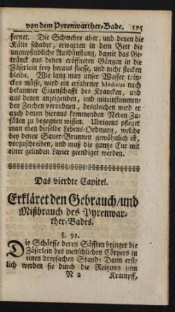 Das vierdte Capitel. Erkläret den Gebrauch/und Mißbrauch des Pyrenwarther-Bades