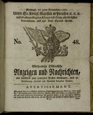 No. 48. Montags, den 30ten November, 1761.