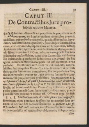Caput III. De Contractibus Iure prohibitis ratione Materiae.