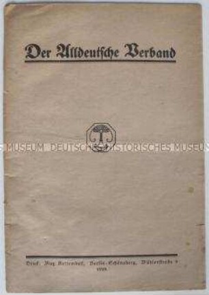 Propagandaschrift über das Wirken des Alldeutschen Verbandes im 1. Weltkrieg, mit Mitgliederwerbung
