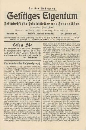 Nummer 10 (15. Februar 1907)