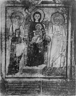 Thronende Madonna mit den Heiligen Felix und Adauctus, die ihr eine Verstorbene namens Turtura zuführen