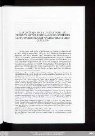 Das Qażā Qolonya Um Das Jahr 1830 Ein Beitrag Zur Regionalgeschichte Des Osmanischen Reiches Nach Einheimischen Quellen