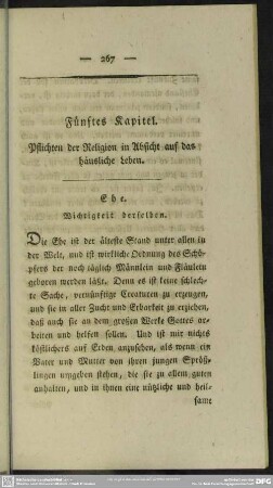 Fünftes Kapitel. Pflichten der Religion in Absicht auf das häusliche Leben