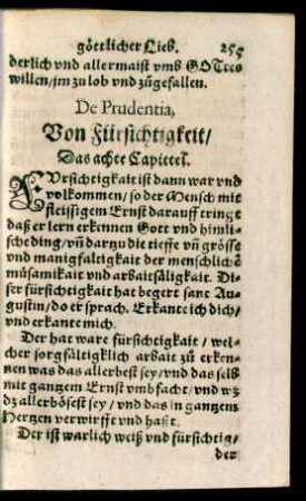 De Prudentia, Von Fürsichtigkeit/ Das achte Capittel.