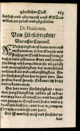 De Prudentia, Von Fürsichtigkeit/ Das achte Capittel.
