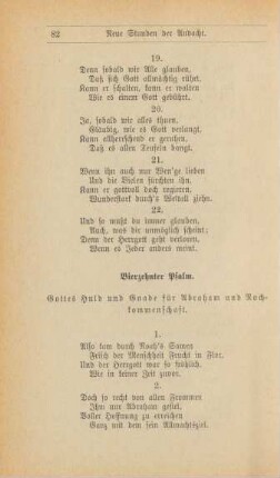 Vierzehnter Psalm. Gottes Huld und Gnade für Abraham und Nachkommenschaft.