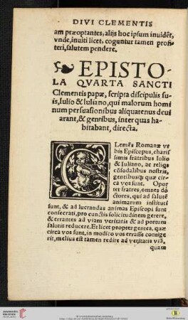 Epistola quarta Sancti Clementis [...]