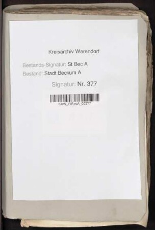 Prozessakten Stadt Beckum ./. die Befreiten von Kataster (Marienfeld, Richter Detten, v. Galen, Kloster Blumenthal)