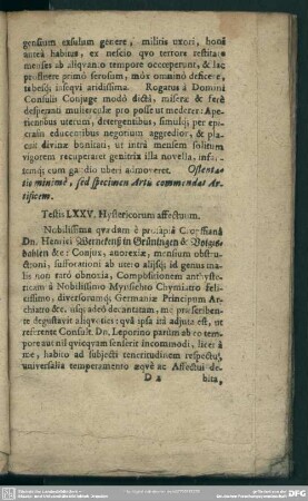 Testis LXXV. Hystericorum affectuum