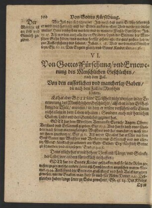 VI. Von Gottes Fürsehung/ und Ernewerung des ...