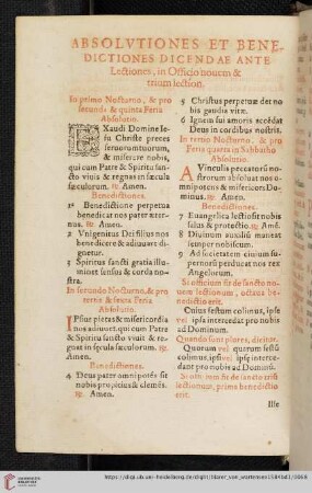 Absolutiones Et Benedictiones Dicendae Ante
