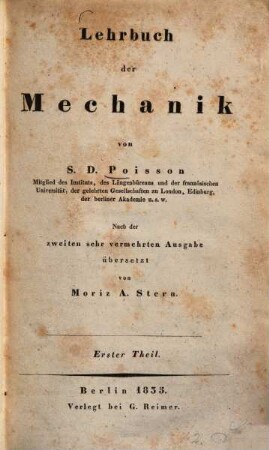 Lehrbuch der Mechanik, 1