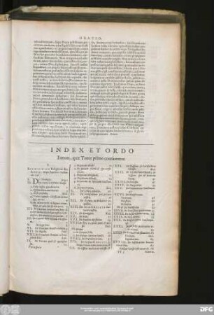 Index Et Ordo Eorum, quae Tomo primo continentur.