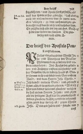 Der brieff des Apostels Pauli an Philemon.