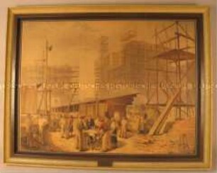 Kunstdruck des Gemäldes "Baustelle Weberwiese", aus dem Staatsratsgebäude