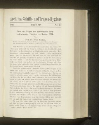 Über die Erreger der epidemischen Darmerkrankungen Tsingtaus im Sommer 1908