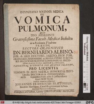 Disputatio Solennis Medica De Vomica Pulmonum