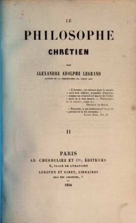 Le philosophe chrétien, 2