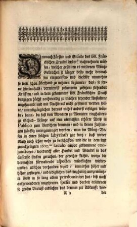 Müntz-Patent, Derer Hohen Herren Fürsten und Ständen des Löblichen Fränckischen Crayses : De Dato Nürnberg, 15ten Martii 1726.