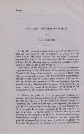 On a cubic transformation in space.