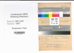Entnazifizierung Paul Koopmann , geb. 27.05.1900 (Chemiefachwerker)
