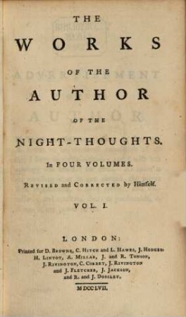 The Works Of The Author Of The Night-Thoughts : In Four Volumes, 1