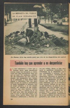 También hay que aprender a no desperdiciar : La repuesta del pueblo al Plan Económico