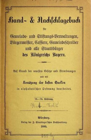 Hand- & Nachschlagebuch für Gemeinde- und Stiftungs-Verwaltungen, Bürgermeister, Cassiere, Gemeindeschreiber, und alle Staatsbürger des Königreichs Bayern : auf Grund der neuesten Gesetze und Verordnungen und mit Benützung der besten Quellen in alphabetischer Ordnung bearbarbeitet. [8], [Rattenvertilger - Salubritätspolizei]