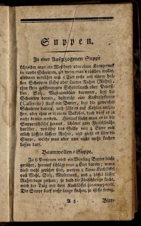 Suppen. - Kleine Pasteten.