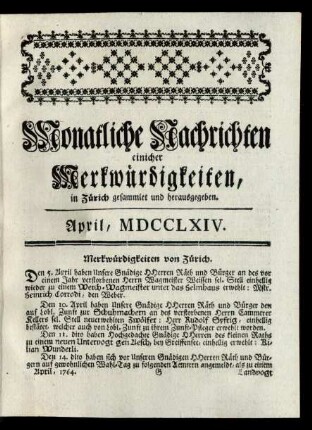 April, , MDCCLXIV