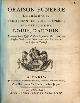 Oraison funebre de tres-haut ... prince Mr. Louis, Dauphin