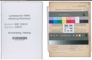 Entnazifizierung Hedwig Kronenberg , geb. 17.06.1898 ()