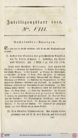 Intelligenzblatt Nro. VIII