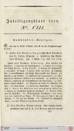 Intelligenzblatt Nro. VIII