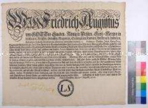 Patent von Friedrich August I. König von Sachsen betreffend Straffreiheit für freiwillig zurückkehrende Deserteure