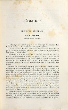 Principes généraux de la Métallurgie