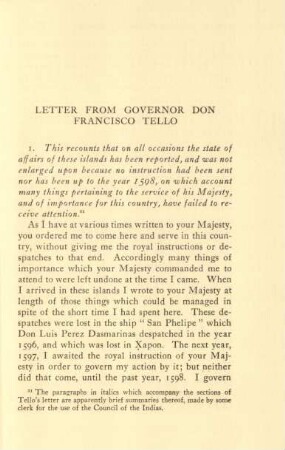 Letter from Governor Don Francisco Tello