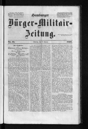Hamburger Bürger-Militair-Zeitung. No. 15. 1860