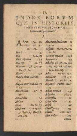 II. Index Eorvum Qvae In Historiis Continentvr Secvndvm numerum paginaorm.