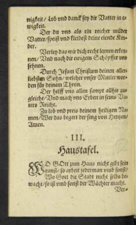 III. Haustafel.