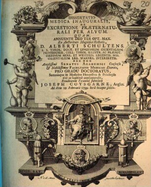 Diss. med. inaug. de excretione praeternaturali per alvum