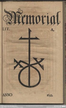 Memorial Lit. A. Anno 1692