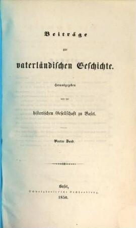 Beiträge zur vaterländischen Geschichte. 4, 4. 1850