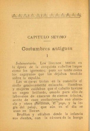 Capítulo setimo. Costumbres antiguas